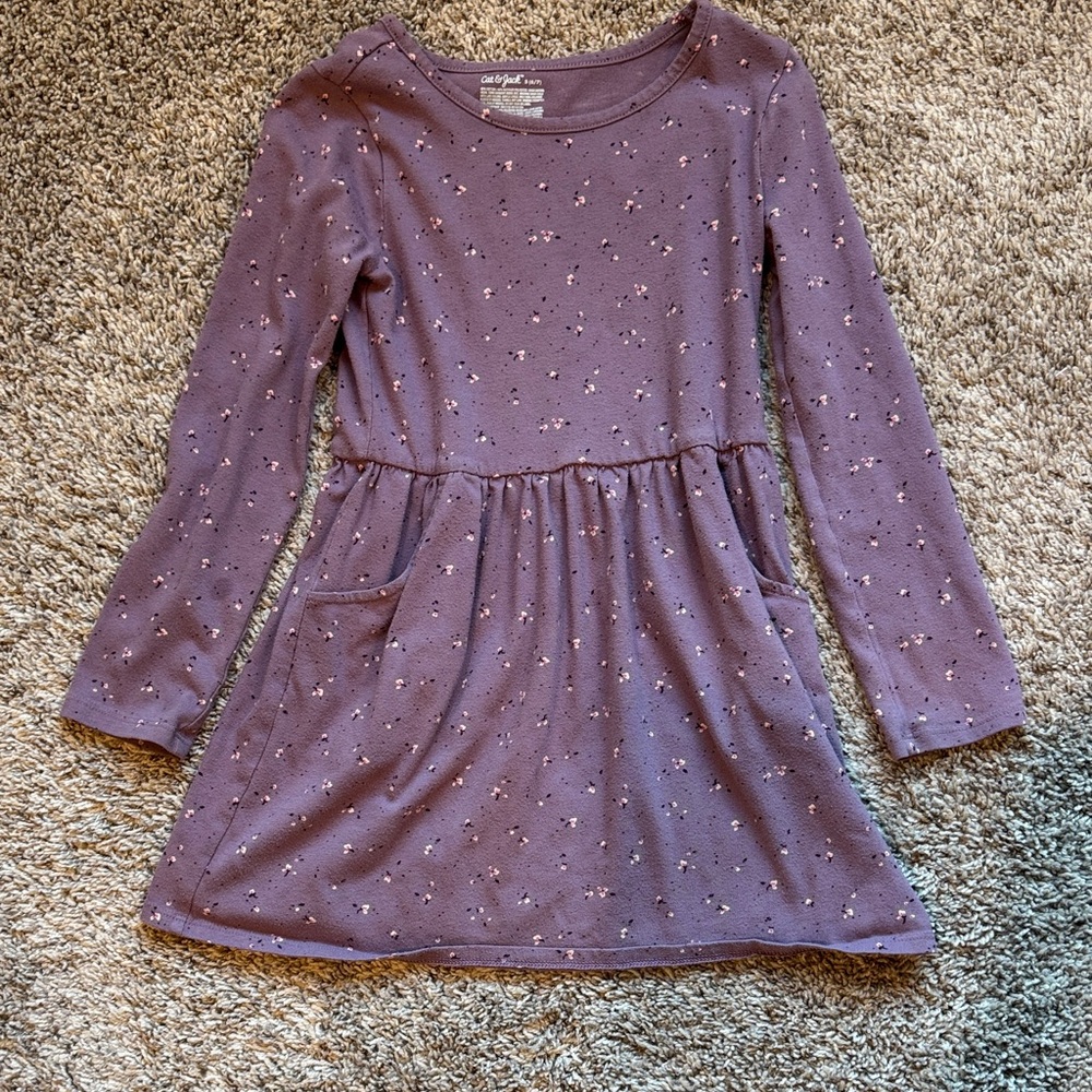 Cat & Jack Mauve Floral Long-Sleeve Dress